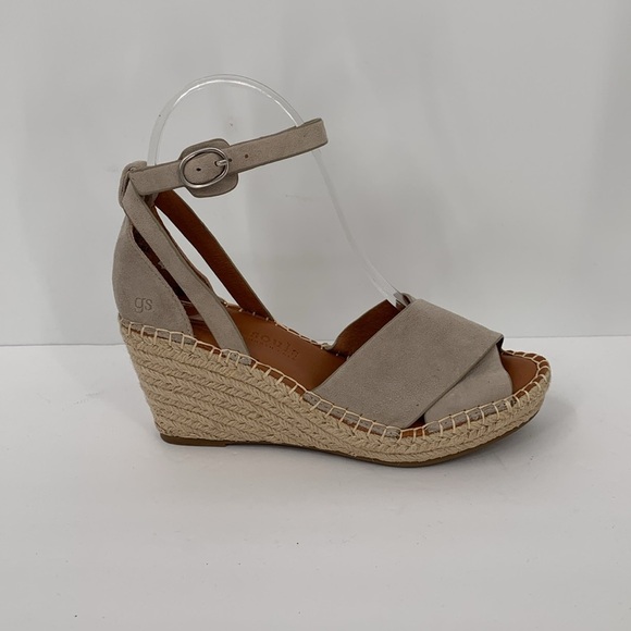 Gentle Souls Charli espadrille wedge sandal shoe tan suede jute platform 5.5 - Picture 1 of 6